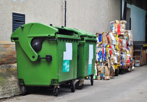Waste management team handling debris