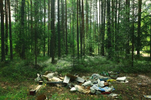 Collected garden debris ready for disposal